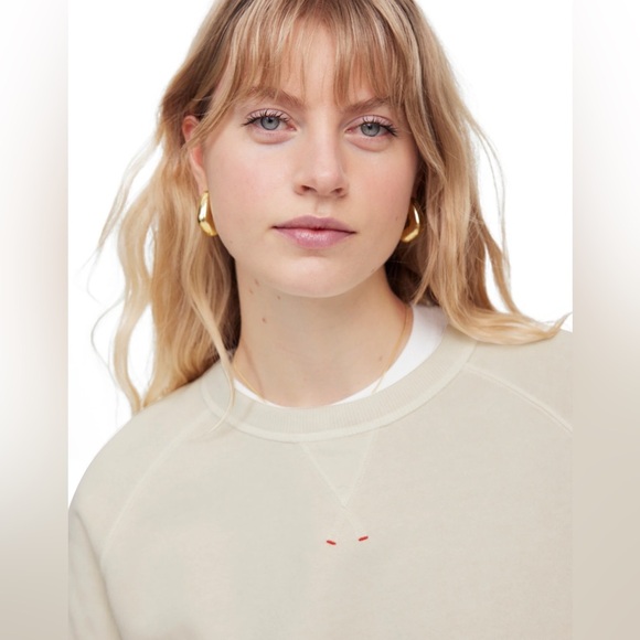 Madewell Cream Garment Dyed Crewneck Sweatshirt Women’s Size XS NEW Pullover - Picture 4 of 6